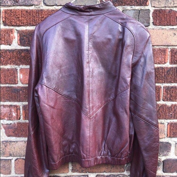 Burgundy vintage biker bomber with shower pads - Picture 4 of 4